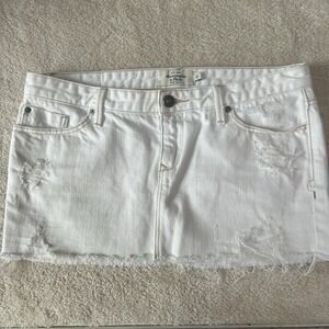 VTG Abercrombie Embroidered Denim Distressed Micro Mini Skirt‎ Sz 00 Y2K EUC!!